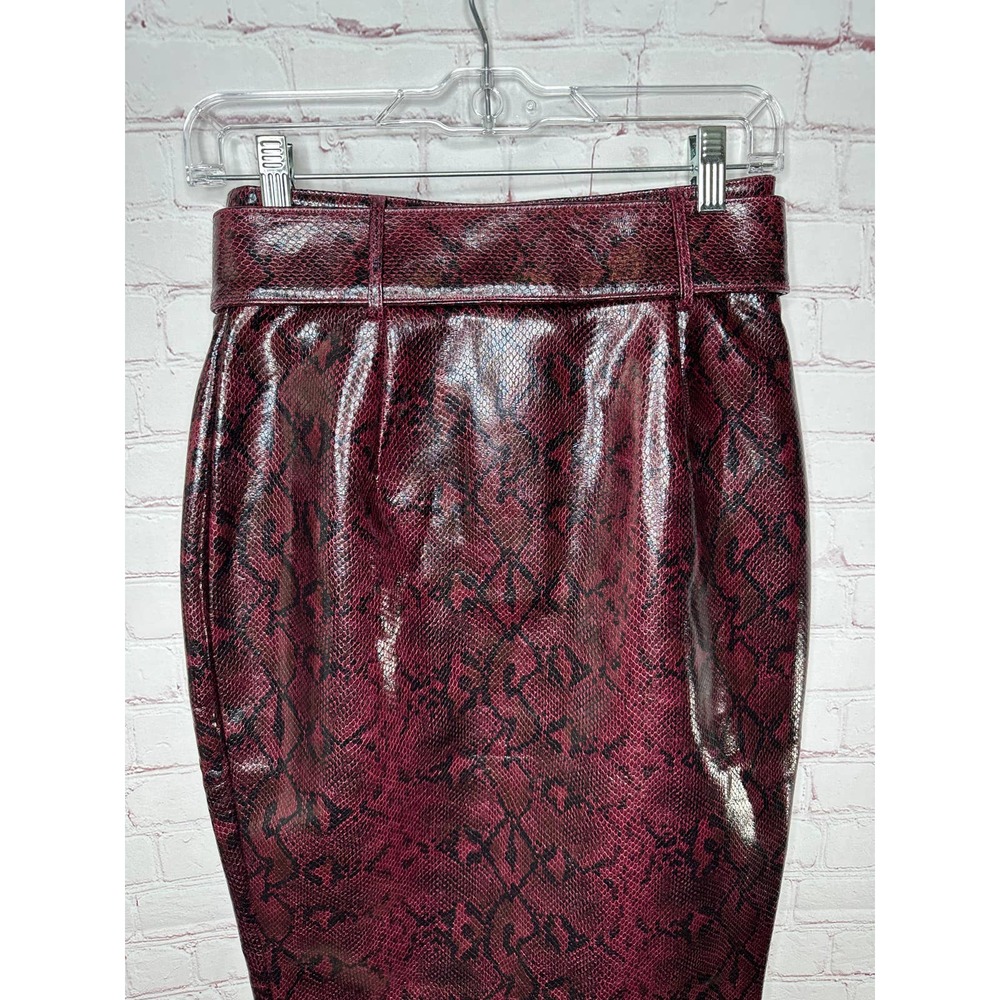 NEW Atoir Self Defined Skirt Black Burgundy Python Womens US 4 Pencil Belt - Picture 5 of 11